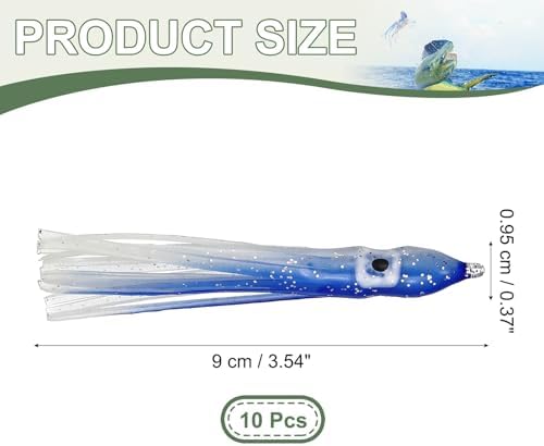Fishing Squid Skirts, Glow Soft Plastic Trolling Lures Luminous -Fitting for (Bass/Trout/Salmon/Saltwater/Fishing Bait) - Image 2