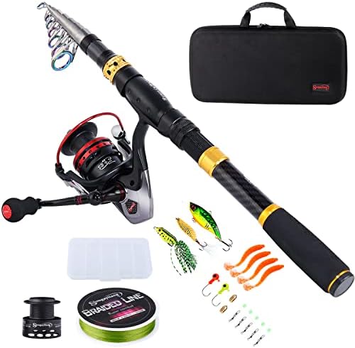Sougayilang Fishing Rod Reel Combo with Telescopic Fishing Pole Spinning Reel Carrier Bag for Travel Saltwater Freshwater Fishing by Sougayilang