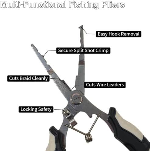 Pro Fishing Pliers 6.7" Split Ring Nose with Safety Lock - Image 6