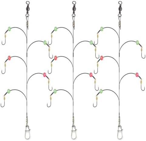 Fishing Hook with Leader,5 Hooks Fishing Rig-7 Strands Nylon Coated Fishing Leader with Swivle,Snap,Hooks by ANNIBBY