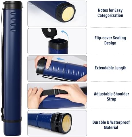 DEWEL Adjustable Poster Tube 24.5"-42", Telescoping Drawing Tube with Strap - Image 3
