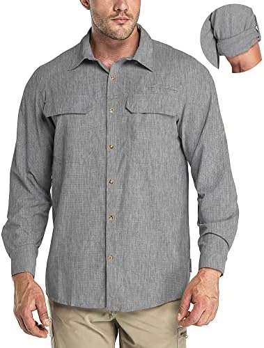 33,000ft Men's Long Sleeve Sun Protection Shirt UPF 50+ UV Quick Dry Cooling Fishing Shirts for Travel Safari Camping Hiking by 33000ft