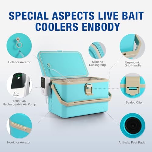 Ghosthorn 11/15QT Cooler Live Bait Bucket with 4000mAh Rechargeable Aerator - Image 4