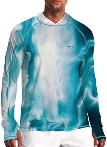 Men's UPF 50+ Sun Protection Hoodie, Long Sleeve Fishing Shirt by WELIGU