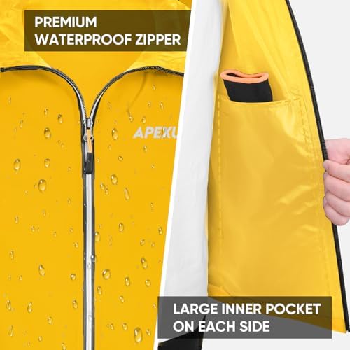 APEXUP Packable Rain Jacket Men Waterproof Lightweight Raincoat with Hood - Image 4