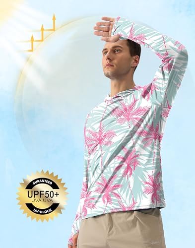 Pudolla Men's Sun Protection Hoodie Shirts UPF 50+ Fishing Hiking Shirt - Image 3