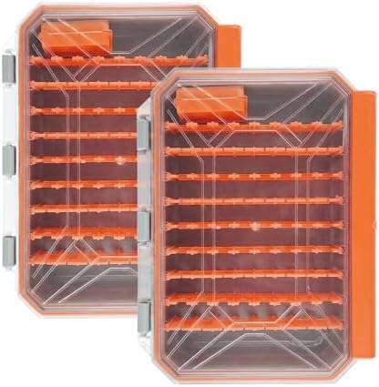 Aventik Bladed Jig Box Bearded Lures & Tackle Accessories Multiple Lure Organizer Case 8” x 6” x 1.6”(2, Lure Box Orange) by AVENTIK