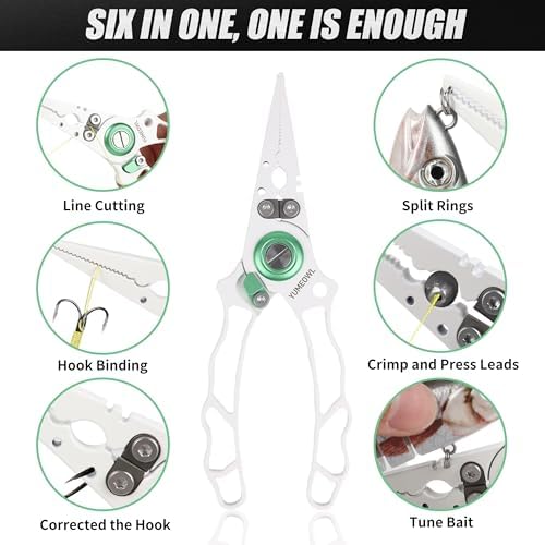 Fishing Pliers with Innovative Ergonomical Handle, Corrosion Saltwater Resistant,Fishing Multitool Hook Remover Braided Fishing Line Cutting, Split Ring with Coiled Lanyard and Sheath - Image 2