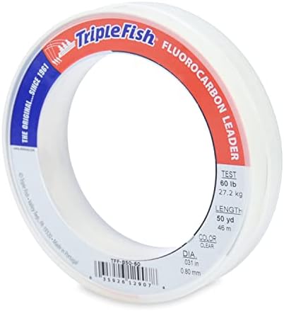 Triple Fish 100% Fluorocarbon Fishing Leader - Clear Invisible Strong and Heavy Duty Highly Abrasion Resistant, Fast Sinking Freshwater & Saltwater by TripleFish