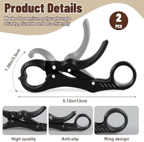 Xinjoduz 2 Pack 5.12" Fish Lip Gripper, Digital Fishing Scale Hook Non-Puncture Replacement Clamp Fish Grabber Tool for Cull Tag Tournament Bass Fishing Culling System Accessories, Black - Image 2