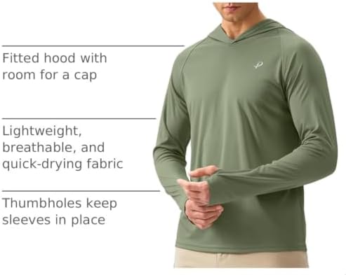 Pudolla Men's Sun Protection Hoodie Shirts UPF 50+ Fishing Hiking Shirt - Image 4