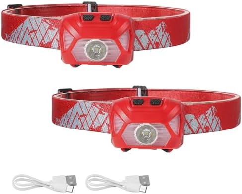 Lepro Rechargeable LED Headlamp Bright Waterproof Headlight 2 Pack - Red by Lepro
