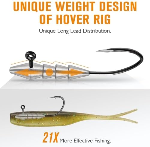Dovesun 15PCS Hover Rig Jighead Swimbait Jig Heads for Bass Fishing Bass Hooks 1/0 3/0 5/0 Hover Strolling Rig Kit Fishing Jig Heads 1/16OZ 1/8OZ 1/4OZ - Image 2