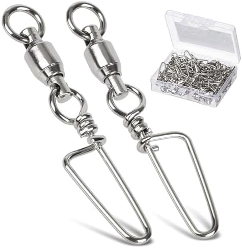 AMYSPORTS High Strength Fishing Snap Swivels - Stainless Steel Ball Bearing Swivels - Saltwater & Freshwater Fishing by AMYSPORTS