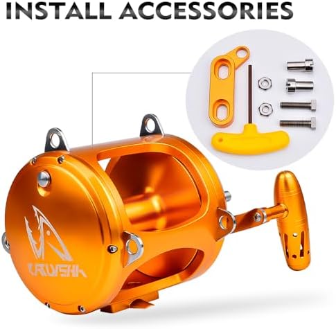 Trolling Reel,2-Speed Conventional Reels, Saltwater Offshore Reel for Tuna Sailfish Swordfish Deep Sea Ocean Big Game Fishing Reel 80II - Image 6