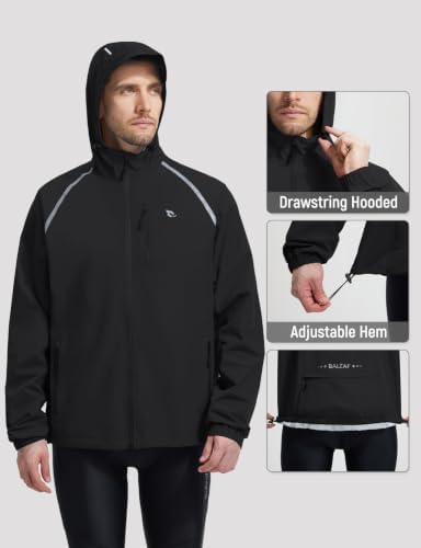 baleaf Men's Rain Jacket Waterproof Hood Lightweight Reflective Packable - Image 5