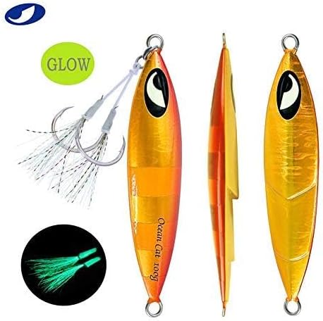 OCEAN CAT Lead Metal Flat Slow Fall Pitch Fishing Jigs Lures Sinking Vertical Jigging Bait with Butterfly Hook for Saltwater Fishing - Image 3