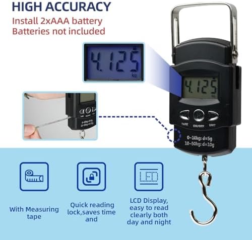 RAWILL Fishing Kit,Filleting Knife,Hook Remover,Fish Grip, Line Cutter,Fishing Scale, Pliers with Lanyards,Not Include Batteries - Image 4