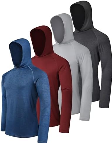 OYGSieg 4 Pack Men's Sun Hoodies UPF50+ Fishing Shirts Athletic Rash Guard by OYGSieg