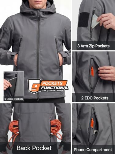 FREE SOLDIER Men's Hooded Waterproof Softshell Jacket - Image 5