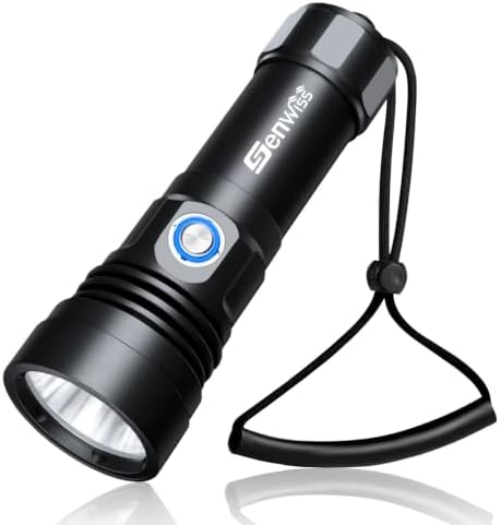 Scuba Diving Flashlight Dive Torch 2000 Lumen Waterproof Underwater XM-L2 LED Submarine Lights Holder with Charger for Under Water Deep Sea Cave at Night by Genwiss