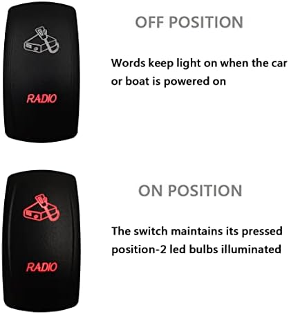 12V 24V Dual RED Led Rocker Switch with Wires 5 PIN ON-Off Speaker Toggle Switch for Car Boat Marine Truck RV Camper Jeep Dash Replacement - Image 5