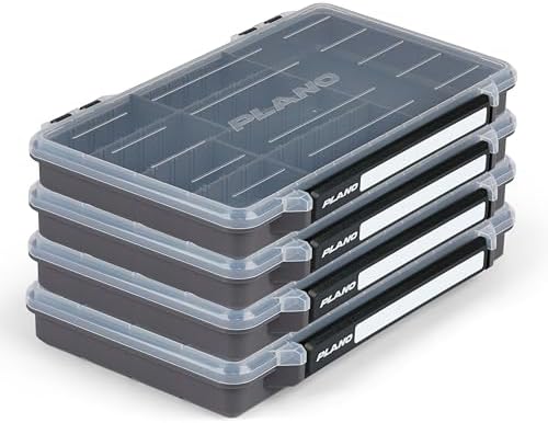 Plano StowAway 3600 50/50 Split Stow Tackle Box, 4-Pack, Corrosion-Preventive Rustricor, Single Latch Design, Transparent DuraView Lid, Stackable Storage for Fishing Bait, Lures and Gear - Image 2