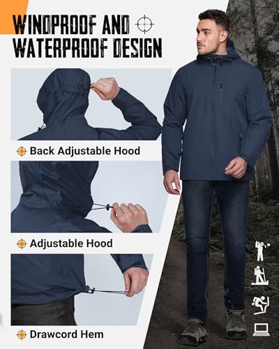 33,000ft Men's Packable Rain Jacket Waterproof Raincoat with Hood - Image 5