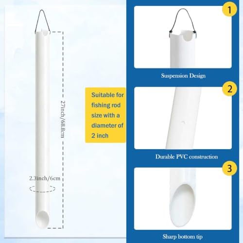 4 Pack 27in Tubular Sand Spikes for Surf Fishing PVC Surf Shore and Beach Fishing Rod Holder Sand Spike for Beaches, Rivers and Sandy Beaches with Grooves - Image 2