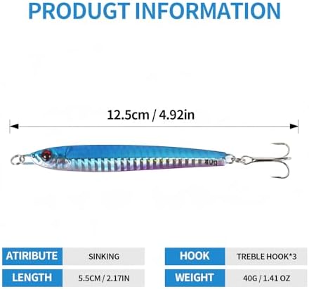 Jigs Fishing Lures Lead Spoons: Saltwater Fishing Micro Jigging Bait with Ultra-Sharp Hooks for Bass Tuna Salmon Grouper - Image 2