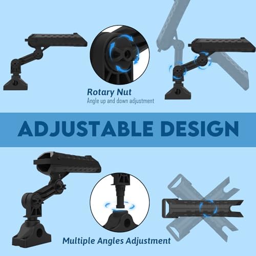 Fishing Rod Holder for Kayak & Boat with Side Deck Mount, 360 Degree Adjustable, Compatible with Spinning, Casting, Fly Reels - Image 3