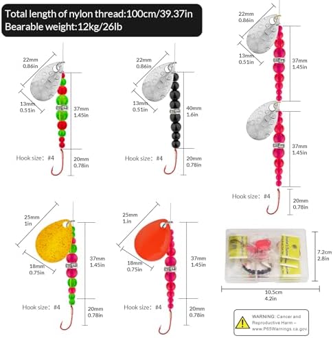 QualyQualy Fishing Lure Rig Spinnerbait, Walleye Rig Spinner Blades for Lure Making Freshwater Saltwater Fishing Bait Rig - Image 5