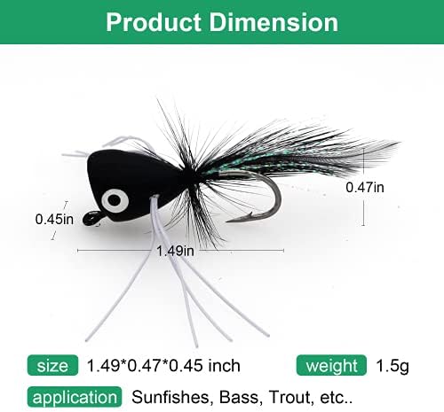 Fly Fishing Poppers, Topwater Fishing Lures Bass Crappie Bluegill Sunfish Panfish Trout Salmon Perch Steelhead Flies for Fly Fishing Bass Panfish Bluegill Trout Salmon - Image 6