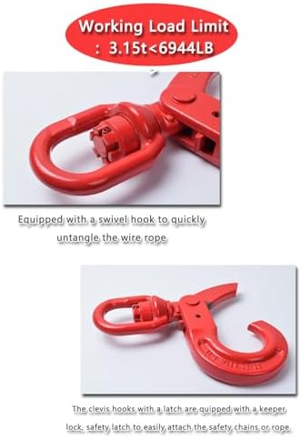 Heavy Duty Swivel Lifting Hook - 6944 lbs Capacity - Hoist Hook Sling for Heavy Cargo【6944 lb*2Pack】 - Image 3