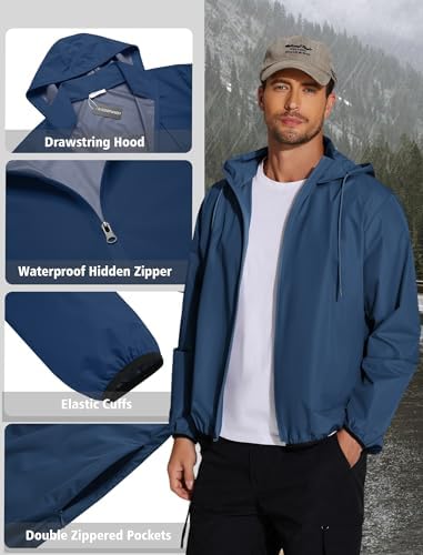 COOFANDY Men's Light Rain Jacket Packable Waterproof Raincoat Windbreaker - Image 4