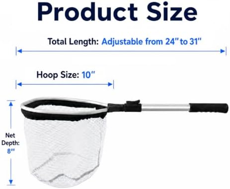 BasicGear Pro Floating Baitwell Net, 10" Hoop, 17"/24"/24"-31", Live Bait - Image 4