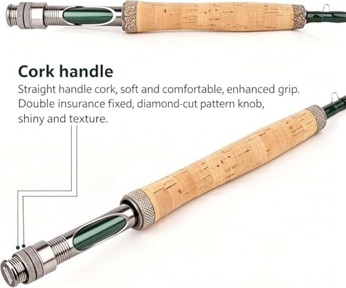 Fly Fishing Rod with Twin-Tip - 4 Pieces 9FT IM8 Carbon Blank Classic Forgiving Medium Fast Action Fly Rod with Extra Tip and AA+ Cork Handle (5WT&8WT) - Image 3