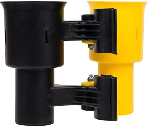 ROBOCUP, (Yellow & Black), Patented Clamp On Boat Cup Holder |Multifunction Dual Drink Caddy for Fishing Poles, Tools, Net, Gaff |Portable Storage for Boating, Beach, Umbrellas, Golf Carts, Strollers - Image 4