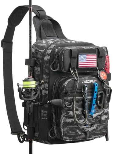Piscifun Fishing Backpack Tackle Bag, MOLLE & 2 Rod Holders, Multi Storage by Piscifun