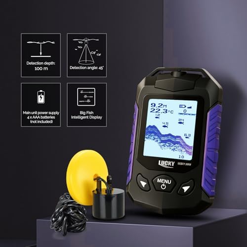 LUCKY Kayak Portable Fish Finder Transducer Handheld LCD Fishing Depth Finders Water Castable Boat Fish Sonar Boat Bank Ice Fishing FF168-T - Image 3