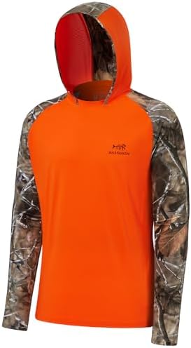 BASSDASH Men’s UPF 50 Performance Fishing Shirt Cooling Hoodie Camo Long Sleeve FS17M by Bassdash