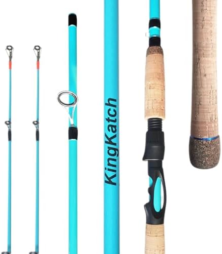 Medium Heavy Spinning Fishing Rod, 7' & 7'6" Carbon Graphite & Fiberglass Composite Rod, EVA Split Grip, Boat Rod for Bass, Trout, Catfish, Walleye, Saltwater & Freshwater Fishing by KingKatch