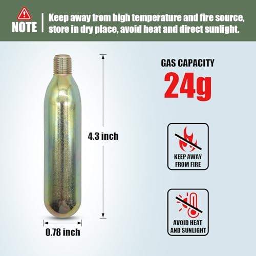 24 Gram CO2 Cartridge for Life Vest, Auto/Manual PFD Life Jacket Rearming Kit, Metal Cartridge for Life Jacket CO2 Cartridges, 24 Gram Co2 Cartridge 1/2 Thread for Life Jacket - Image 2