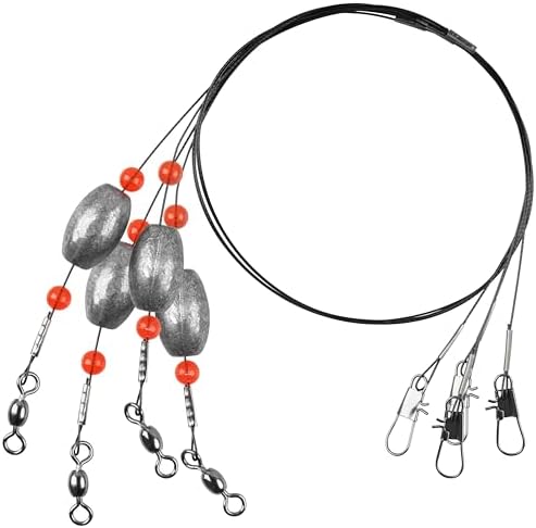 AGOOL Carolina Rig Catfish Rigs Saltwater Bottom Surf Fishing Rigs with Fishing Wire Leader Egg Sinkers Flounder Rigs Fishing Ready Rigs for Flounder Striped Bass Grouper Drum Redfish Fishing by AGOOL