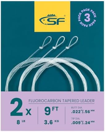 SF Fly Fishing Tapered Leader – Fluorocarbon Pre-Tied Loop by SUNSHINEFISHING