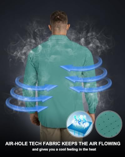33,000ft Men's Long Sleeve Sun Protection Shirt UPF 50+ UV Quick Dry Cooling Fishing Shirts for Travel Safari Camping Hiking - Image 2