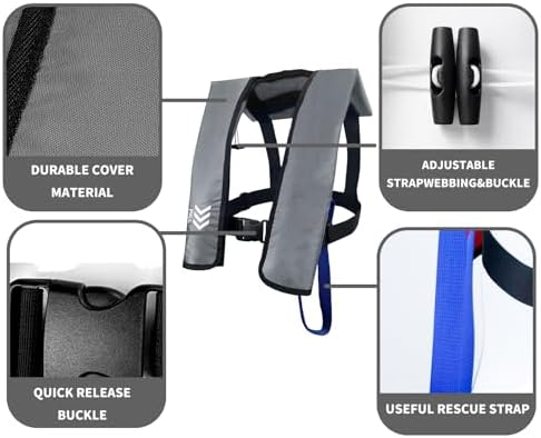 Automatic Inflatable Life Jacket|Life Vest for Adults|PFD Low Profile|Supports up to 330 lbs(YSH700) - Image 6