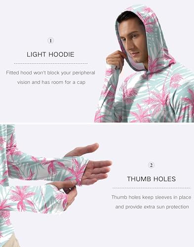 Pudolla Men's Sun Protection Hoodie Shirts UPF 50+ Fishing Hiking Shirt - Image 6