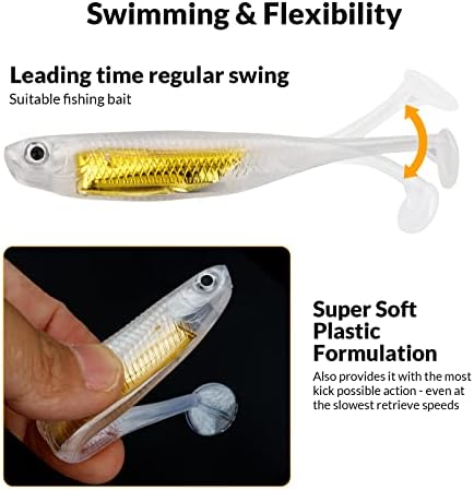 QualyQualy Soft Plastic Swimbait Paddle Tail Shad Lure Soft Bass Shad Bait Minnow Paddle Tail Swim Bait for Bass Trout Walleye Crappie - 2.75in, 3.14in, 3.94in, 5in - Image 5
