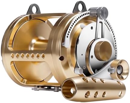 Heavy Duty Tuna Reel Deep Sea Fishing Reel 2 Speed 3.1:1/2.5:1/1.3:1 Gear Ratio Conventional Reel Powerful Drag Force Saltwater Big Game Trolling Reel for Offshore Boat Sailfish Right Handed by SAMOLLAFishing